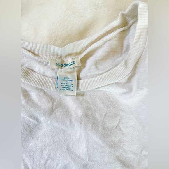 Sundance Cream / White Burnout Asymmetrical Raw Hem Long Sleeve Tee - Picture 4 of 11